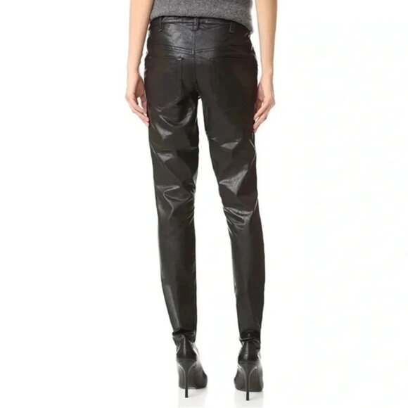 Free People One Teaspoon Faux Leather Pants Leggings Black Straight Leg - Picture 16 of 16